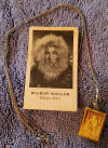Walluk scrimshaw Alaskan gold panner necklace and Walluk paper handbill